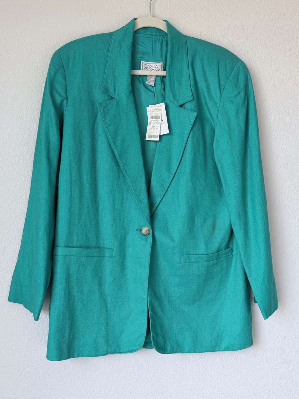 Vintage Casual Corner Teal 100% Linen Blazer NWT Size 8